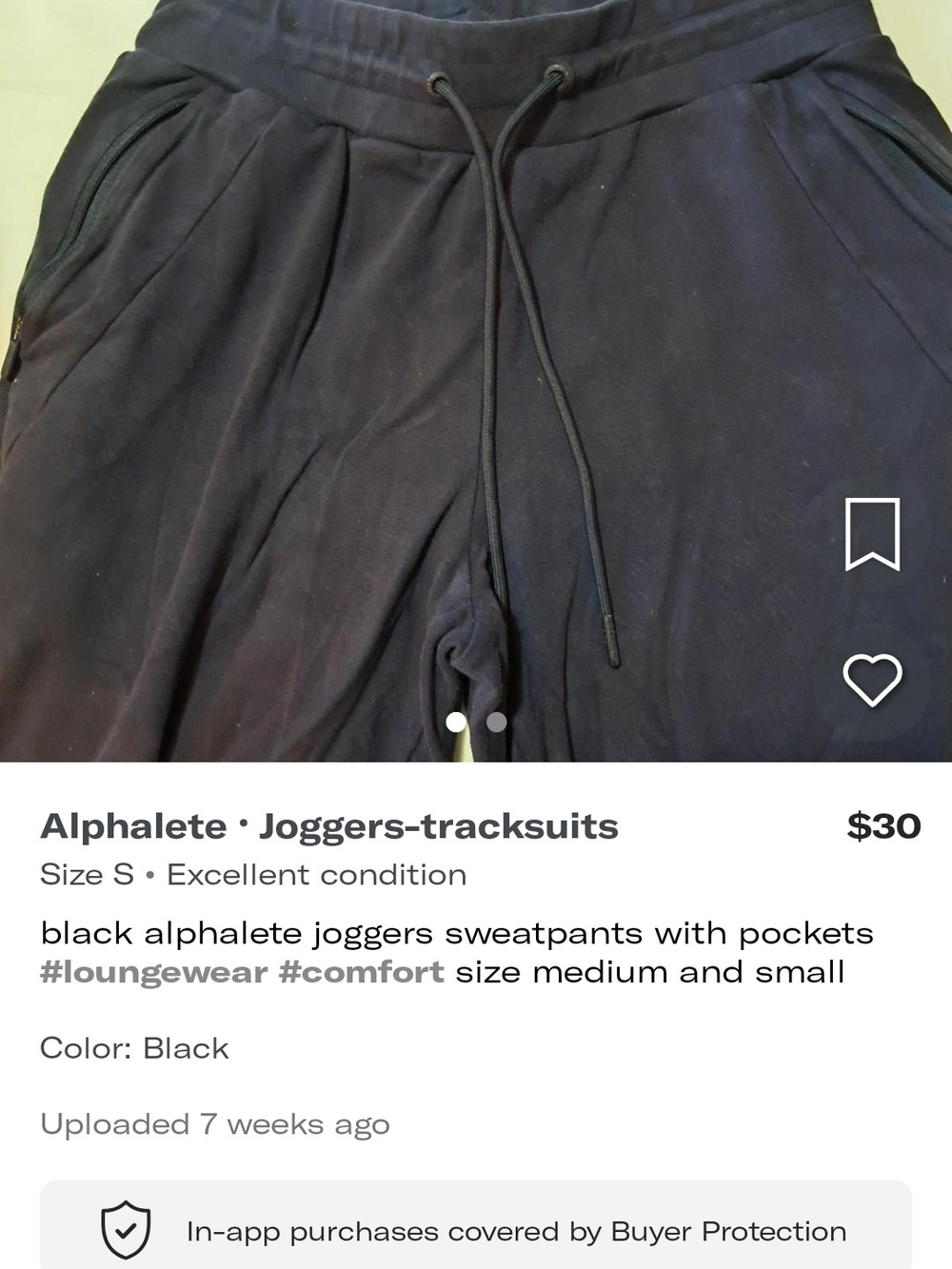 Alphalete Black Track Joggers with Zippered Pockets